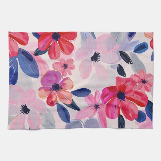 Pastellfarbene Blume Geschirrtuch (Horizontal)