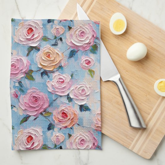 Pastellfarbene Blume Geschirrtuch (Viertel Falte)