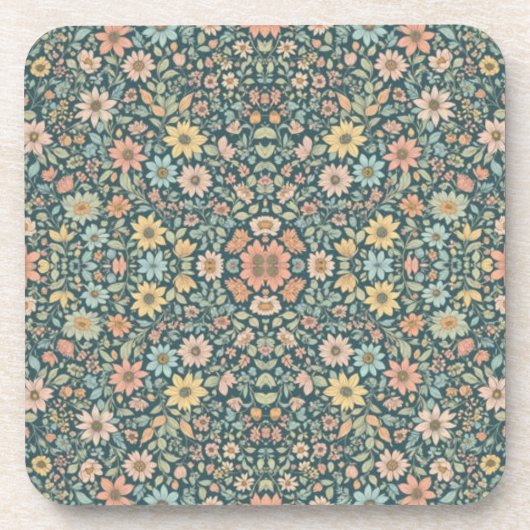 Pastellfarbene Blume mit dunklem Hintergrund Getränkeuntersetzer (Vorderseite)