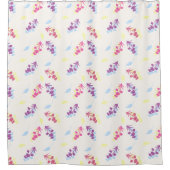 Pastellfarbene Blume Nahtloses Muster Duschvorhang (Vorderseite)