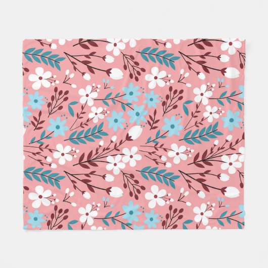 Pastellfarbene Blume Nahtloses Muster mit rosa Fleecedecke (Vorderseite (Horizontal))