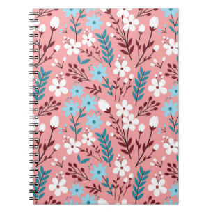 Pastellfarbene Blume Nahtloses Muster mit rosa Notizblock