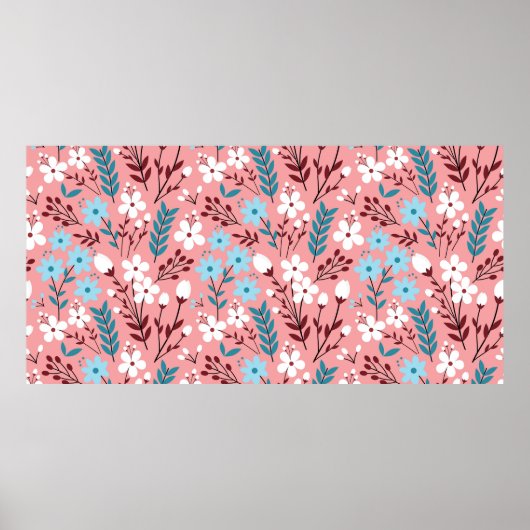 Pastellfarbene Blume Nahtloses Muster mit rosa Poster (Vorne)
