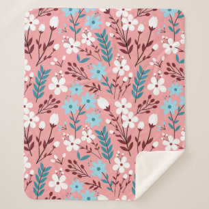 Pastellfarbene Blume Nahtloses Muster mit rosa Sherpadecke