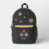 Pastellfarbene Blume Schwarzer Rucksack (Vorderseite)