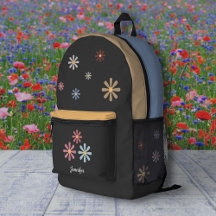 Pastellfarbene Blume Schwarzer Rucksack