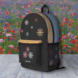 Pastellfarbene Blume Schwarzer Rucksack