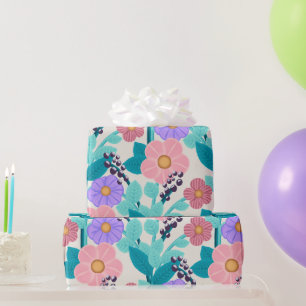 Pastellfarbene Blumen-Geschenkverpackung Geschenkpapier
