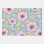 Pastellfarbene Blumen-Geschenkverpackung-Set | 3 D Geschenkpapier Set (Vorderseite 3)