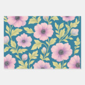 Pastellfarbene Blumen-Geschenkverpackung-Set | 3 D Geschenkpapier Set (Vorderseite 2)