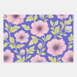 Pastellfarbene Blumen-Geschenkverpackung-Set | 3 D Geschenkpapier Set