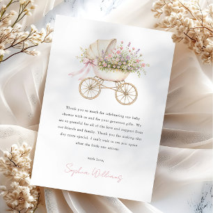 Pastellfarbene Blumen-Kinderwagen Mädchen Baby-Par Dankeskarte