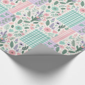 Pastellfarbene Blumen-Patchwork-Geschenkpapier Geschenkpapier (Ecke)