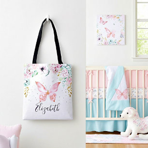 Pastellfarbene Blumen und Schmetterlings-Baby Tasche