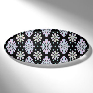 Pastellfarbene Blumenformen auf schwarzem Hintergr Namenschild