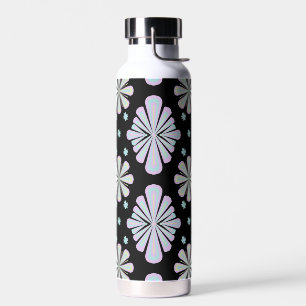 Pastellfarbene Blumenformen auf schwarzem Hintergr Trinkflasche