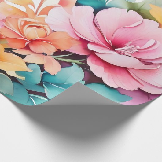 pastellfarbene Blumenkunst Geschenkpapier (Ecke)