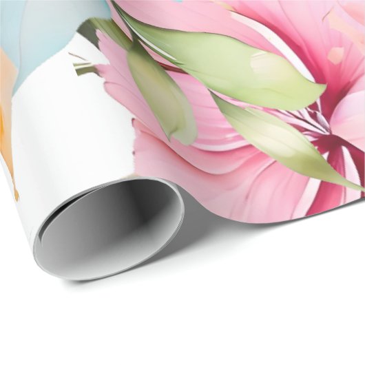 pastellfarbene Blumenkunst Geschenkpapier (Rolleneckpunkt)