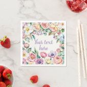Pastellfarbene Blumenmuster Personalisierter Text Serviette (Beispiel)