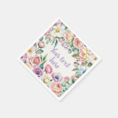 Pastellfarbene Blumenmuster Personalisierter Text Serviette (Ecke)