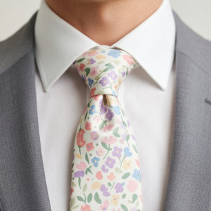 Pastellfarbene Blumenprint Krawatte