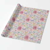 Pastellfarbene Blumenschmetterlinge / Sanfter Gart Geschenkpapier (Ungerollt)