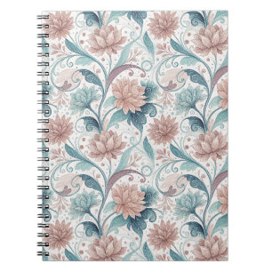 Pastellfarbene Blumenswirbel-Schöne-Blumen-Muster- Notizblock