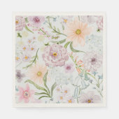Pastellfarbene Cottage-Garten-Blumen-Serviette Serviette (Vorderseite)