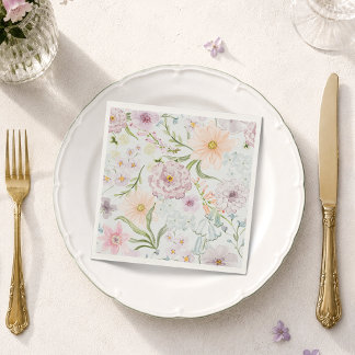 Pastellfarbene Cottage-Garten-Blumen-Serviette Serviette