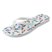Pastellfarbene Dackel Flip Flops Badesandalen (Schrägansicht)