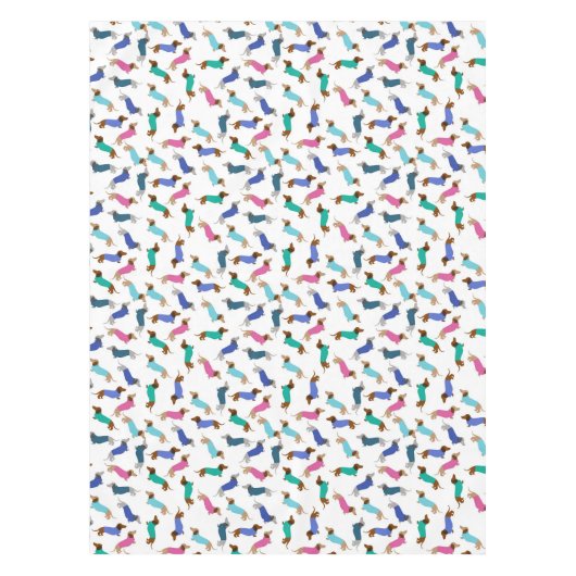 Pastellfarbene Dackeldecke Tischdecke (Vorderseite)