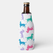 Pastellfarbene Dackeln Flaschenkühler (Flaschenvorderseite)