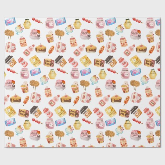 Pastellfarbene Dessertmuster Geschenkpapier (Flach)