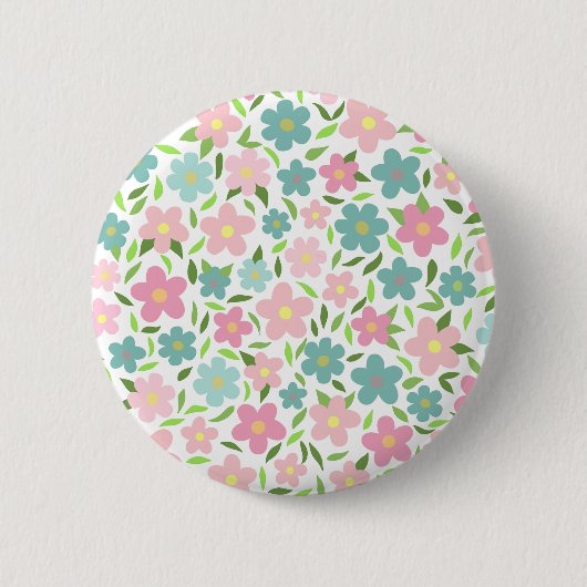 Pastellfarbene Ditsy-Blumen Shabby Chic Coquette Button (Vorderseite)