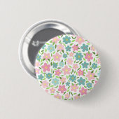 Pastellfarbene Ditsy-Blumen Shabby Chic Coquette Button (Vorne & Hinten)