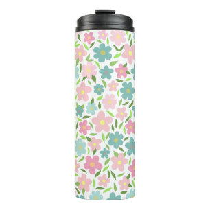 Pastellfarbene Ditsy-Blumen Shabby Chic Coquette Thermosbecher