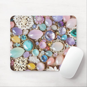 Pastellfarbene Edelsteine und Juwelen in Rosa und Mousepad