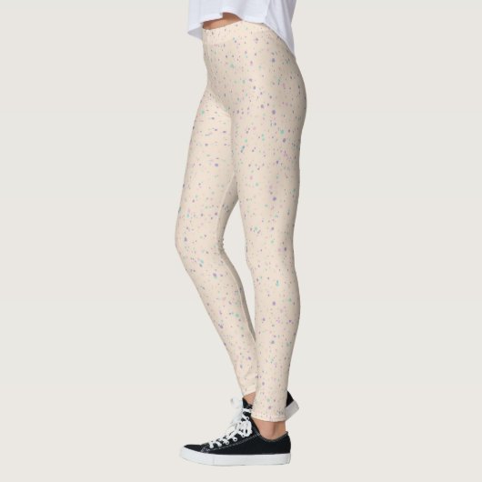 Pastellfarbene Eggshell, Spritzer Paint Dots Leggings (Links)