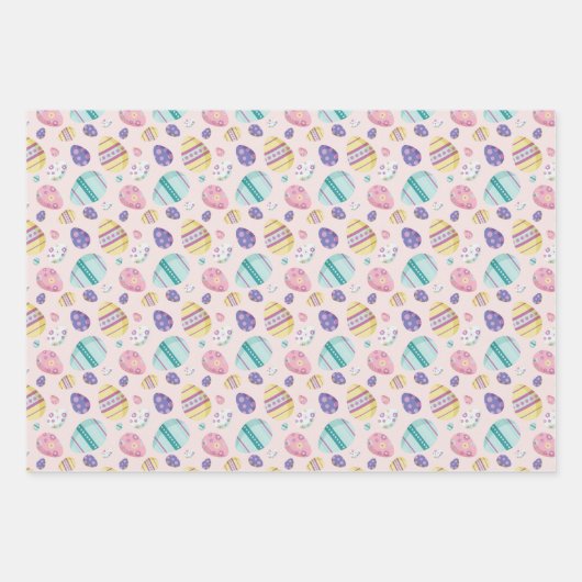 Pastellfarbene Eier Ostern Geschenkpapier Set (Vorderseite)