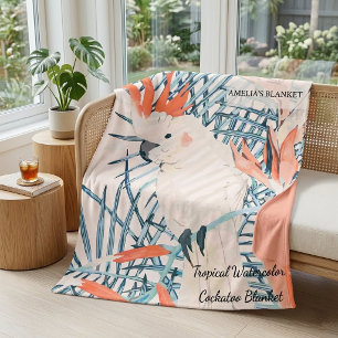 Pastellfarbene exotische Papageien-Flanelldecke, Fleecedecke
