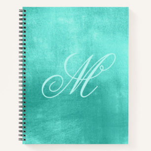 Pastellfarbene Fancy-Monogramm Glänzende Türkis-Fo Notizblock