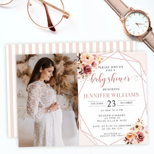 Pastellfarbene florale Babygirl-Shower-Foto-Einlad Einladung