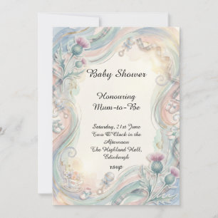 Pastellfarbene Florale Babyshower-Einladung Einladung