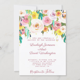 Pastellfarbene Florale Hochzeitseinladung Einladung