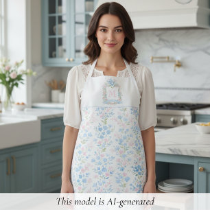 Pastellfarbene Florale Personalisierte Monogramm Schürze