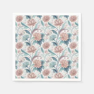 Pastellfarbene florale Wirbel schöne Blumen Muster Serviette
