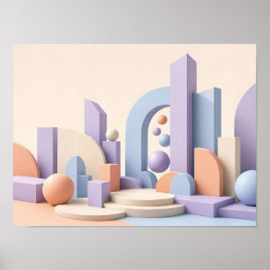 Pastellfarbene geometrische Formen Abstrakte Wandk Poster