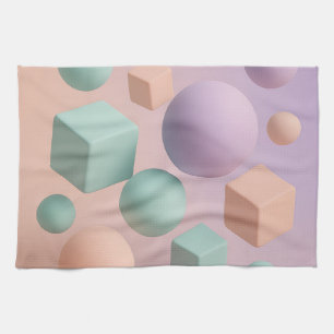 Pastellfarbene geometrische Kugeln Würfel Geschirrtuch