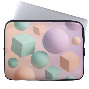 Pastellfarbene geometrische Kugeln Würfel Laptopschutzhülle