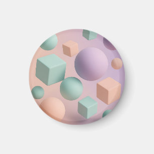 Pastellfarbene geometrische Kugeln Würfel Magnet